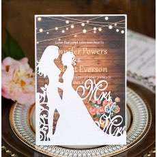Homosexual Girls Wedding Invitation Card Pink Laser Cut Paper